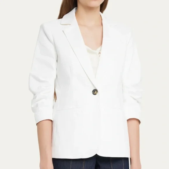 $395 Unworn Cinq A Sept Khloe White Denim Blazer - Picture 2 of 10